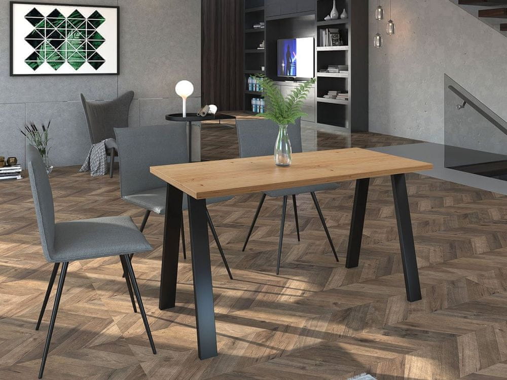 Veneti Industriálny jedálenský stôl KLEAN 1 - dub artisan / čierny mat